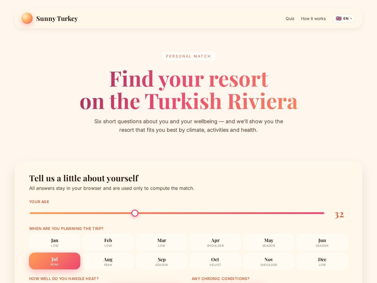 Sunny Turkey — selettore di destinazione